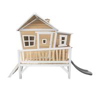 AXI Emma Casetta con pavimento e scivolo grigio | Casa da gioco per giardino / esterno in marrone e bianco di legno FSC | Parco giochi per bambini