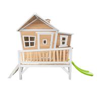 AXI Emma Casetta con pavimento e scivolo verde lime | Casa da gioco per giardino / esterno in marrone e bianco di legno FSC | Parco giochi per bambini