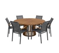 AXI Hani/Alva Set da Giardino in Teak/Alluminio con 6 Sedie Antracite