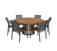 AXI Hani/Alva Set da Giardino in Teak/Alluminio con 6 Sedie Antracite