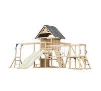 AXI Hunter Area Giochi in Legno, 2 Altalene, Doppio Scivolo, Crema | Casetta XXL / Attrezzatura da Gioco per Bambini con Struttura per Arrampicata, Ponte Sospeso e Trapezio | Per il Giardino / Esterno