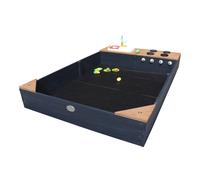 AXI Kelly Sabbiera in legno con cucina gioco incl lavandino e accessori | Sabbiera per bambini con copertura del terreno e copertura protettiva in antracite e marrone | 180 x 115 cm