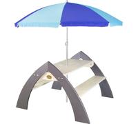 AXI Kylo XL Tavolo da picnic per bambini con ombrellone | Set da picnic per bambino in legno in grigio e bianco