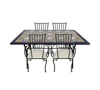 AXI Leonie Set Bistrot da Balcone, 4 Sedie 1 Tavolo, Set Bistrò Veranda Mosaico Blu Mediterraneo - Set Bistro da Giardino, Tavolo Bistro per Giardino/Balcone/Terrazza.