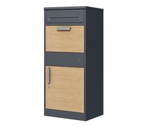 AXI Levi Cassetta postale per pacchi in metallo Antracite/look legno | Cassetta per Pacchi Multipli | Cassetta per Pacchi da Esterno con Serratura | 50,6 x 38,3 x 112 cm