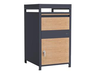 AXI Louis Cassetta postale per pacchi in metallo Antracite/Legno con fioriera | Cassetta per pacchi multipli | Cassetta per Pacchi da Esterno con serratura | 68 x 80 x 124 cm
