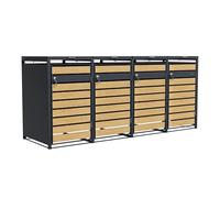AXI Lucas Copribidone Spazzatura in metallo Grigio/Aspetto Legno - Copri Bidone Spazzatura 4 contenitore - Max. 240L - Copribidone Spazzatura Esterno con eccellente ventilazione.