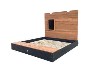 AXI | Mandy - Sabbiera XXL con contenitore e coperchio Grigio, Marrone | Sabbiera in legno, legno di Hemlock | Facile da costruire, conservare | Da 3 anni