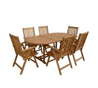 AXI Marzi/Nuria Set da giardino, 7 pezzi per 6 persone | Set da pranzo in teak con tavolo da giardino ovale allungabile | Con 6 sedie da giardino con schienale regolabile | Per esterni