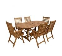 AXI Marzi/Nuria Set da giardino, 7 pezzi per 6 persone | Set da pranzo in teak con tavolo da giardino ovale allungabile | Con 6 sedie da giardino con schienale regolabile | Per esterni