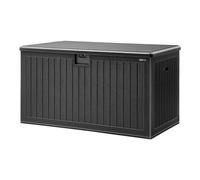 AXI Mike Cassapanca da Esterno in plastica nero da 600 litri | Baule da giardino con base | Contenitore per cuscini impermeabile per attrezzi da giardino o cuscini | 141x72x72,5 cm