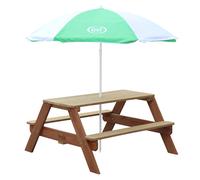 AXI Nick Tavolo da picnic per bambini in marrone con ombrellone in verde/bianco | Tavolo da picnic in legno in vari colori