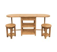 AXI Nomani Set da Bar con 2 Sgabelli in Teak, Basso e Pieghevole | Banco da giardino con cassetto integrato | Set di sedute da giardino