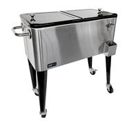 AXI Retro Cooler in acciaio inossidabile / argento | Su Rupte con capacità 76L | Cooler con valvola di scarico