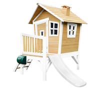 AXI Robin Casetta con pavimento e scivolo bianco | Casa da gioco per giardino / esterno in marrone e bianco di legno FSC | Parco giochi per bambini