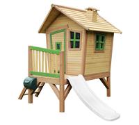 AXI Robin Casetta con pavimento e scivolo bianco | Casa da gioco per giardino / esterno in marrone & verde di legno FSC | Parco giochi per bambini