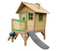 AXI Robin Casetta con pavimento e scivolo grigio | Casa da gioco per giardino / esterno in marrone & verde di legno FSC | Parco giochi per bambini