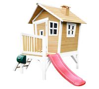 AXI Robin Casetta con pavimento e scivolo rosso | Casetta da giardino/da esterno in marrone e bianco in legno FSC | Parco giochi per bambini