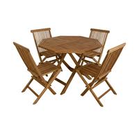 AXI Sana/Mina Set da Giardino, in Legno di Teak - 4 Persone | Set da Pranzo Rotondo/Ottagonale / Pieghevole - Sedie Pieghevoli | Mobili da giardino Per balcone e terrazza