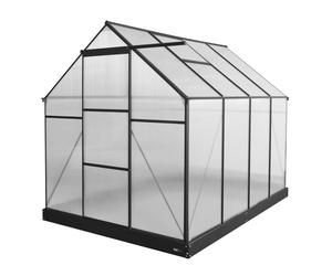 AXI Simon Serra da giardino in alluminio e policarbonato nero | Orto Coperto con porta scorrevole e finestra | Resistente all'inverno | Con drenaggio integrato | 250x190x207 cm