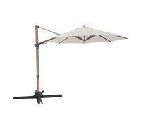 AXI Solis Ombrellone decentrato rotondo Ø 300 cm, effetto legno/beige | Per giardino / terrazza con struttura verniciata a polvere | Base a croce e copertura protettiva incluse | Inclinabile e girevol