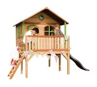AXI Sophie Casa Bambini con pavimento e scivolo grigio | Casetta da gioco per giardino / esterno in marrone e verde in legno FSC | Parco giochi per bambini