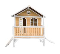 Axi Stef Casetta con pavimento e scivolo bianco | Casa da gioco per giardino / esterno in marrone e bianco di legno FSC | Parco giochi per bambini