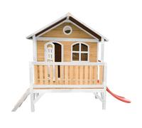 AXI Stef Casetta con pavimento e scivolo rosso | Casetta da giardino/da esterno in marrone e bianco in legno FSC | Parco giochi per bambini