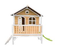 AXI Stef Casetta con pavimento e scivolo verde lime | Casa da gioco per giardino / esterno in marrone e bianco di legno FSC | Parco giochi per bambini