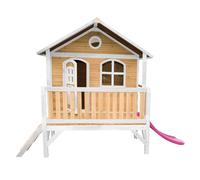 AXI Stef Casetta con pavimento e scivolo viola | Casa da gioco per giardino / esterno in marrone e bianco in legno FSC | Parco giochi per bambini