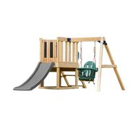AXI Timo Mini Area gioco in legno - Scivolo grigio | Casetta per bambini con altalena per neonati, parete da arrampicata e lavagna da gesso | Struttura da gioco su pali per il giardino