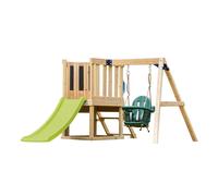 AXI Timo Mini Area gioco in legno - Scivolo verde limone | Casetta per bambini con altalena per neonati, parete da arrampicata e lavagna da gesso | Struttura da gioco su pali per il giardino