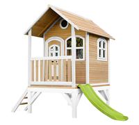 AXI Tom Casa Bambini con pavimento e scivolo verde lime | Casa da gioco per giardino / esterno in marrone e bianco di legno FSC | Parco giochi per bambini