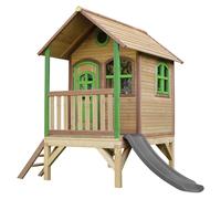 AXI Tom Casetta con pavimento e scivolo grigio | Casa da gioco per giardino / esterno in marrone & verde di legno FSC | Parco giochi per bambini