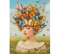 AxiangziK DIY Kit Punto A Croce La donna e la farfalla 11CT 50x70cm