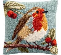 AxiangziK DIY Latch Hook Kits Pillow,Pettirosso animale Cushion Crochet Yarn Embroidery Hook and Latch Kit Pillowcase Christmas Decoration,43x43cm