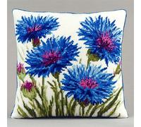 AxiangziK fiori Kit Gancio di Chiusura per Cuscino Fai-da-Te,fiordaliso,Artigianato Facile da Imparare per Kit Tappeto con Gancio di Chiusura per Cuscino,43x43cm