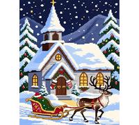 AxiangziK Kit completi per punto a croce 11CT,Chiesa di Natale,kit per ricamo punto croce,Punto Croce Fai da te con Ago da Ricamo e Filo da Ricamo,40x50cm