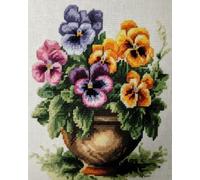AxiangziK Kit completi per punto a croce 11CT Vaso da fiori della viola del pensiero,kit per ricamo punto croce,Punto Croce Fai da te con Ago da Ricamo e Filo da Ricamo,40x50cm