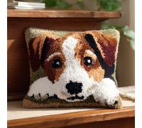 AxiangziK Kit di Cuscino con Uncinetto,Beagle, cane animale Latch Hook Kit,fai da te con gancio a fermo Cuscino a Punto Croce Federa decorazione della casa,43x43cm