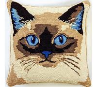 AxiangziK Kit di Ganci a Chiusura per Cuscino,Gatto animale,gatto siamese,Kit cuscino mezzopunto DIY di cuscino Principianti Adulti Regalo per adolesc,43x43cm
