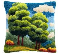 AxiangziK Kit di Ganci a Chiusura per Cuscino,Paesaggio forestale verde,DIY Cuscini Artigianali Kit Ricamare Cuscini Federa per Cuscino per Divano per Adulti,43x43cm