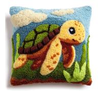 AxiangziK Kit di Ganci a Chiusura per Cuscino,Tartaruga neonata,federa per cuscino da divano,kit per lavori artigianali,ricamo cucito,federa per cuscino,43x43cm