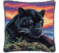 AxiangziK Kit gancio di chiusura fai-da-te,Black Panther by the Sea,kit gancio di chiusura per cuscino stampato gancio di chiusura fai da te per principiant,43x43cm