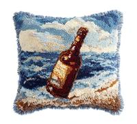 AxiangziK Kit Gancio di Chiusura per Cuscino Fai-da-Te,Bottiglie di vetro colorate,Artigianato Facile da Imparare per Kit Tappeto con Gancio di Chiusura per Cuscino,43x43cm