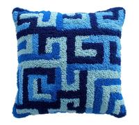 AxiangziK Kit Gancio di Chiusura per Cuscino Fai-da-Te,Modello di labirinto di linee blu,Artigianato Facile da Imparare per Kit Tappeto con Gancio di Chiusura per Cuscino,43x43cm