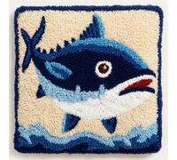 AxiangziK Kit gancio di chiusura,Squalo dei cartoni animati,Kit gancio di chiusura per fodera per cuscino DIY,fodera per cuscino cucito artigianale all'uncinetto,43x43cm