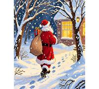 AxiangziK Kit per punto croce 11CT,kit da ricamo fai da te,Babbo Natale carino,kit da ricamo stampato per adulti,decorazione artistica da parete per la casa,40x50cm