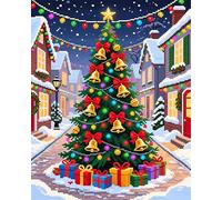 AxiangziK Kit per punto croce per adulti,Alberi di Natale in strada,11CT kit da ricamo stampato per adulti,decorazione artistica da parete per la casa,40x50cm