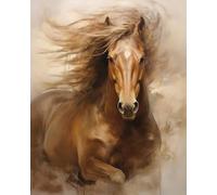 AxiangziK Kit per Ricamo Punto Croce,Animali Cavallo,Kit Punto Croce da Ricamare per Adulti,Punto Croce Fai da te con Ago da Ricamo e Filo da Ricamo,40x50cm